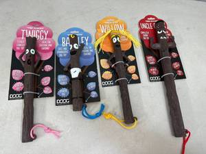 lot 187 image: 4 New The Sticks Hard Rubber Dog Toys