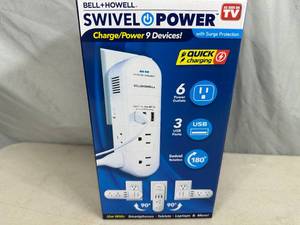 lot 210 image: New Swivel Power Power Outlet with USBs and Plugs