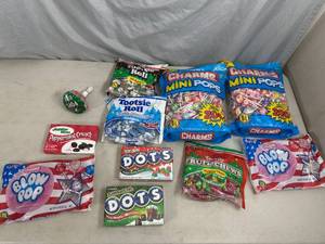 lot 223 image: Assorted Candy, Dots, Suckers, Tootsie Rolls, and More