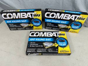 lot 230 image: 3 New Combat 6 Pack Ant Killing Bait Stations