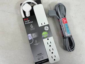 lot 232 image: New GE Surge Protector and 9 ft Fabric Covered Extension Cord
