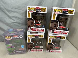 lot 239 image: 5 New Funko Pop Collectible Figurines - TMNT Donatello and Magic Johnson Basketball