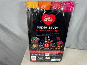 lot 245 image: New Red Heart 12 Piece Yarn Super Craft Kit