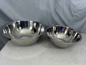 lot 247 image: 2 New Large Bene Casa Stainless Steel Mixing Bowls