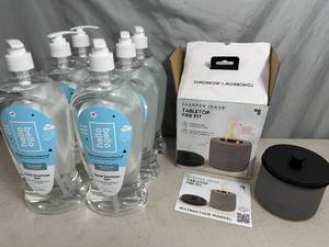 lot 279 image: New Tabletop Alcohol Fueled Fire Pit and 6 Bottles of Alcohol Fuel