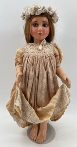 Vintage 1925-1940 Italian Burgerella Doll in Lace Dress