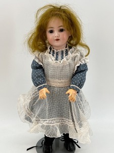 lot 13 image: Simon & Halbig Bisque Doll Circa 1900 - 15-Inch with Lace Dress