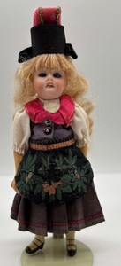 lot 40 image: Vintage Miniature Bisque Doll in Traditional Folk Costume - Marked 117