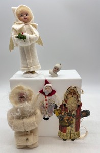 lot 65 image: Collection of Vintage Holiday Figurines with Wool and Mohair