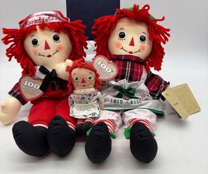 lot 80 image: Set of 3 Raggedy Ann & Andy 100th Anniversary Dolls