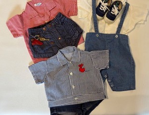 lot 161 image: Set of 3 Toddler Boys Clothing Outfits including Cowboy Shorts with Play Pistol and Holster