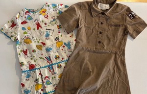 lot 249 image: Vintage Clown Patterned Dress and Official Girl Scouts USA Uniform Dress, Size 6