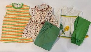 lot 252 image: Set of 3 Vintage Baby Girl Outfits with Hand-Knit Dress