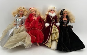 lot 109 image: Set of 4 Barbie Collector Edition Dolls in Elaborate Gowns