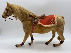 lot 150 image: Vintage Toy Horse with Leather Accents