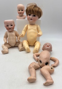 lot 158 image: Vintage Collection of Bisque Doll Parts and Heads, Including Nippon