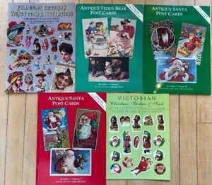 lot 159 image: Collection of Antique Santa and Victorian Teddy Bear Postcards, Stickers, Seals and Chromolithographs