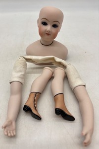 lot 173 image: Vintage Porcelain Doll Parts with Bisque Head and Leather Boots