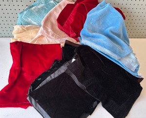 lot 183 image: Collection of Assorted Velvet Fabric Scraps in Various Colors