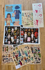 lot 192 image: Collection of Vintage Paper Doll Cutouts and Costumes 21 Sheets