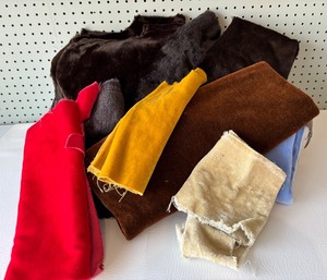 lot 205 image: Assorted Velvet and Faux Fur Fabric Scraps