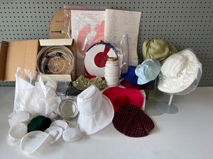 lot 212 image: Vintage Hat Making Supplies Collection with 1880s Style Poke Bonnet Pattern