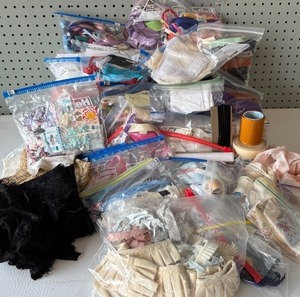 lot 214 image: Assortment of Sewing Trims, Ribbons, and Lace