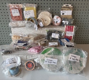 lot 225 image: Collection of Vintage Ribbons and Trims Assorted Styles and Lengths