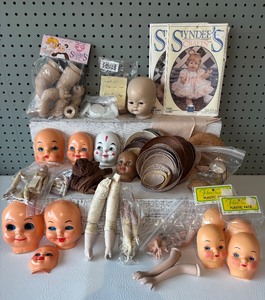 lot 227 image: Vintage Doll Making Kit with Assorted Heads, Limbs, and Supplies