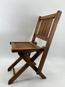lot 232 image: Wooden Childs Folding Chair with Slatted Back and Seat