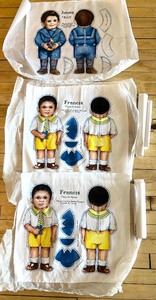 lot 238 image: Vintage Cloth Doll Pattern Panels of Francis and Jimmy