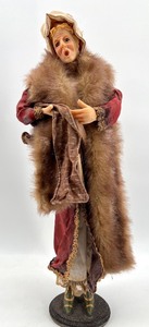 lot 241 image: Antique Style Woman Figurine with Faux Fur Coat