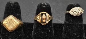 lot 7 image: Three 10K Gold Rings