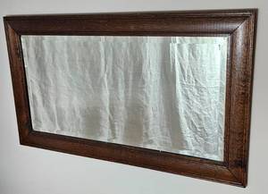 lot 128 image: Antique Beveled Leaded Glass Mirror