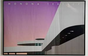 lot 129 image: Vintage Monona Terrace Framed Poster Frank Lloyd Wright Design
