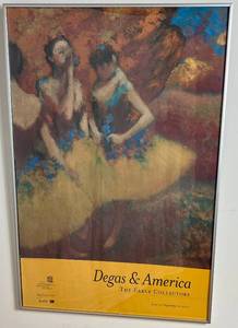 lot 132 image: 2001 Framed Poster Print of Edgar Degas Three Dancers, Yellow Shirts Blue Blouses