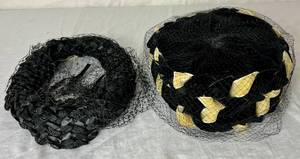 lot 57 image: Two Vintage Black Hats with Short Veils