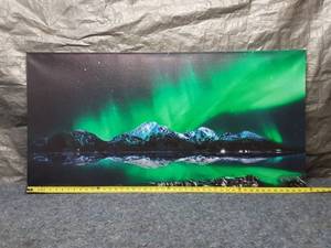 lot 49 image: Panoramic Canvas Art of Northern Lights Over Mountains