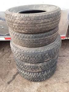 lot 62 image: Set of 5 Used Mixed Brand Tires with Various Tread Patterns