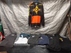 lot 69 image: Lot of Mixed Mens Apparel Including Klim Off-Road Jersey, Polo Shirt, Hoodies, and Pants