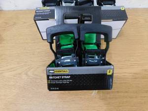 lot 53 image: (3) 2-packs Pro Essentials Green Ratchet Straps