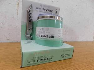 lot 222 image: 12 oz stainless steel tumbler with wine opener