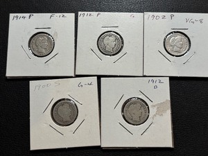 lot 96 image: Barber Silver Dimes