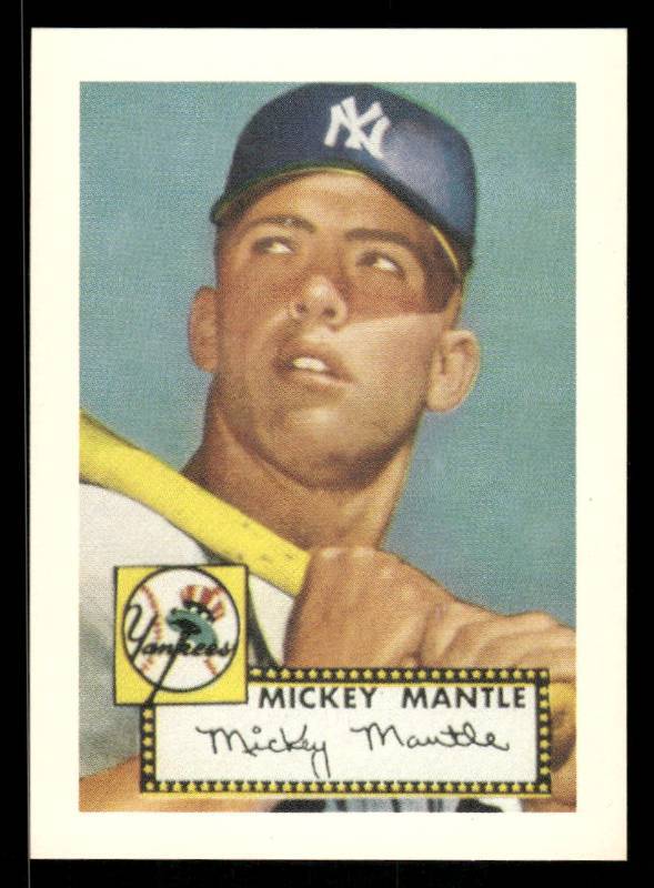 lot 16 image: 1991 Topps East Cost National 1952 Topps Mickey Mantle Rookie Reprint
