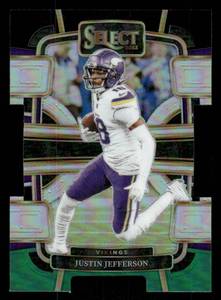 lot 28 image: 2023 Prizm Justin Jefferson Green  Black Die Cut Prizm Card #65