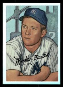 lot 32 image: 1996 Topps Mickey Mantle Commemorative 52 Bowman Reprint Refractor Insert Set #20
