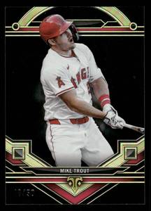 lot 43 image: 2024 Topps Tribute Mike Trout Baseball Card - Black Parallel Card #1 Serial #d 4850