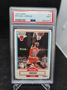 lot 98 image: 1990 Fleer Michael Jordan Card #26 Graded PSA Mint 9