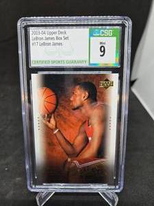 lot 90 image: 2003-04 Upper Deck Lebron James Rookie Card #17 Graded 9 Mint