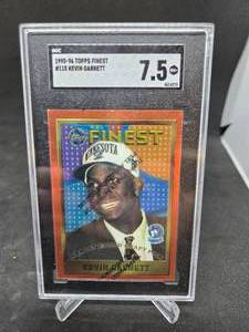 lot 91 image: 1995-96 Finest Kevin Garnett Rookie Card #115 Graded NM 7.5